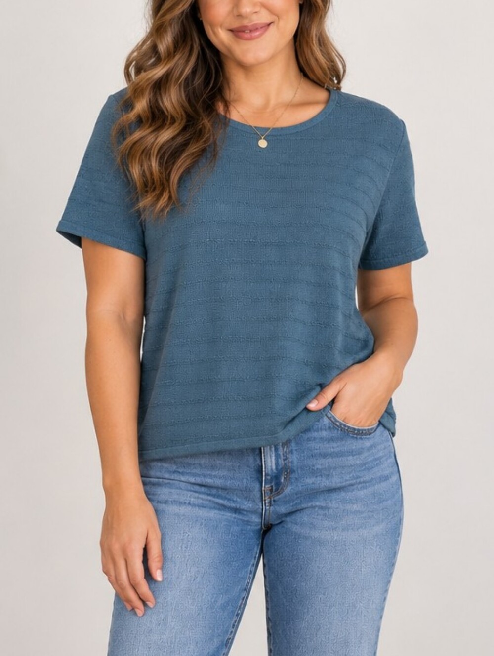Koret Vintage Textured Knit Short Sleeve Top Size Large